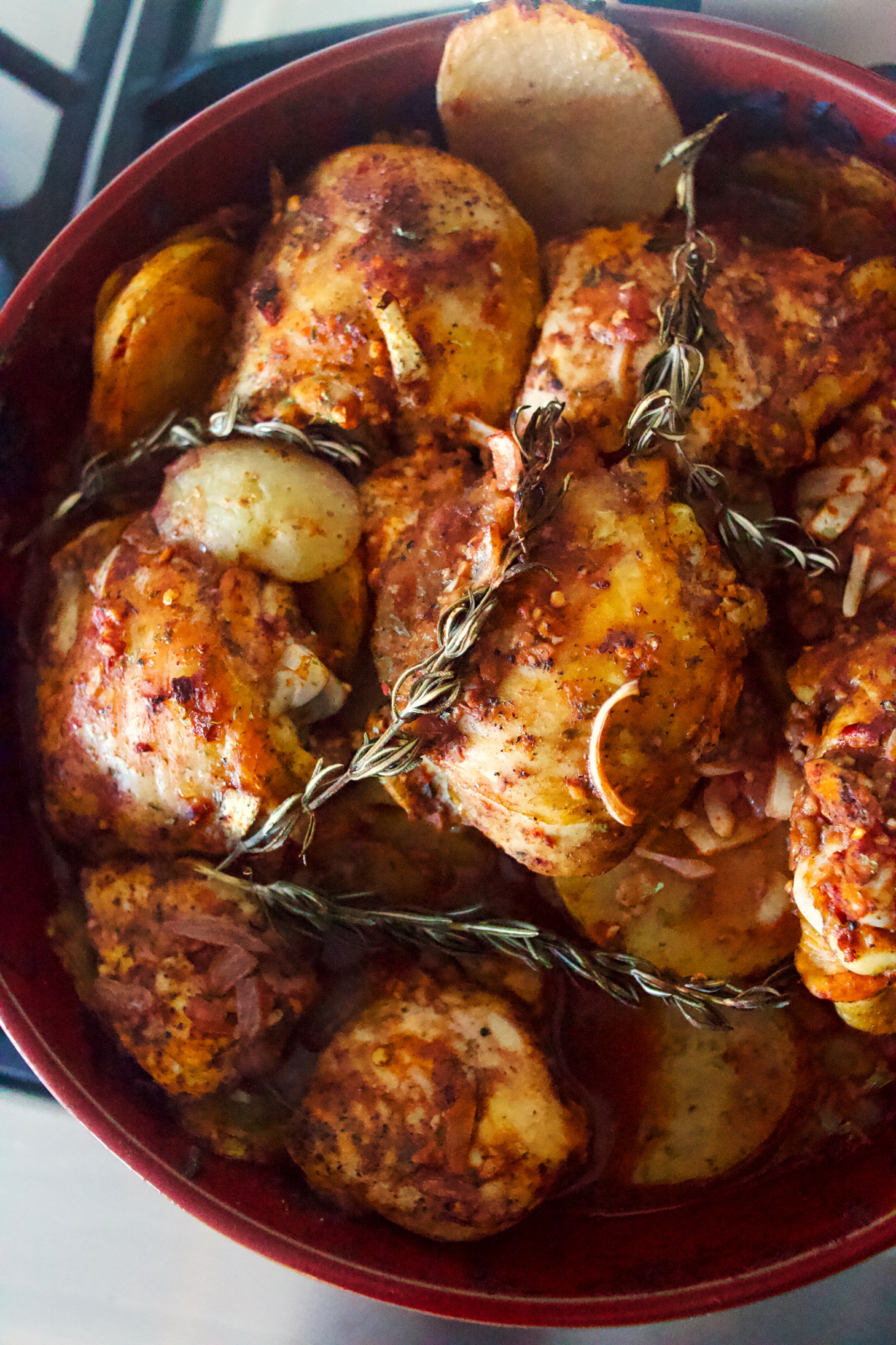 One Pot Chicken and Potatoes in Red Wine Kalie Stephan