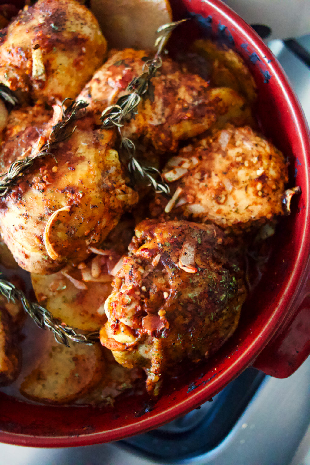 One Pot Chicken and Potatoes in Red Wine Kalie Stephan
